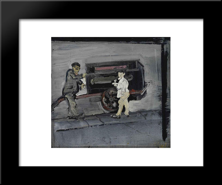 Scugnizzo Vor Einer Drehorgel In Neapel 20x24 Black Modern Wood Framed Art Print Poster by Varlin