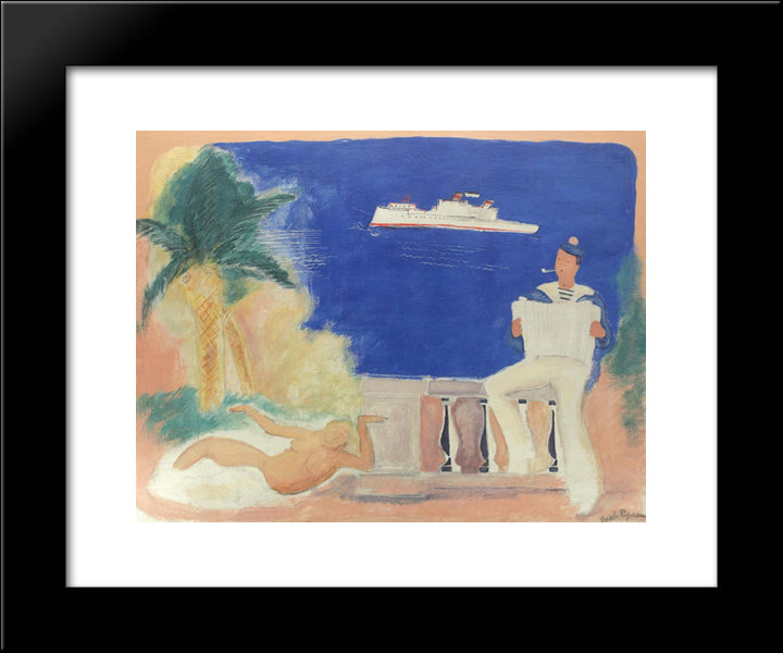 Composition With Sailor And Siren 20x24 Black Modern Wood Framed Art Print Poster by Popescu, Vasile