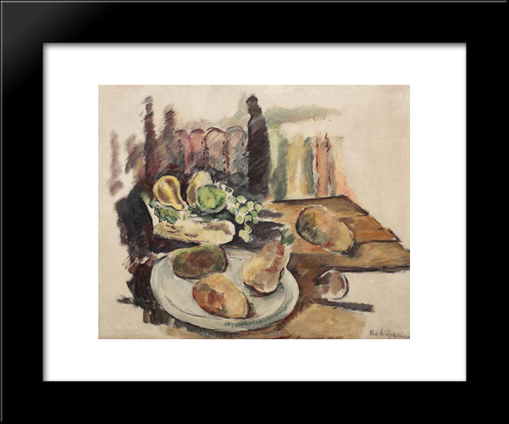 Table With Fruits In Balchik 20x24 Black Modern Wood Framed Art Print Poster by Popescu, Vasile