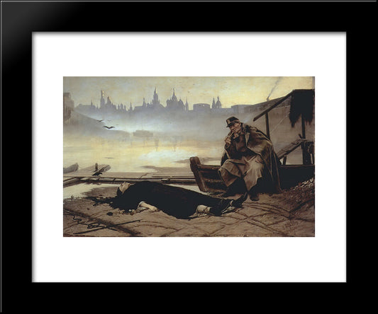 A Drowned Woman (Found Drowned) 20x24 Black Modern Wood Framed Art Print Poster by Perov, Vasily