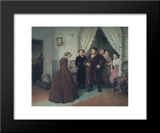 Arrival Of A New Governess In A Merchant House 20x24 Black Modern Wood Framed Art Print Poster by Perov, Vasily