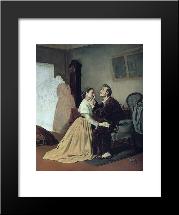 Arrival Schoolgirl To A Blind Father 20x24 Black Modern Wood Framed Art Print Poster by Perov, Vasily