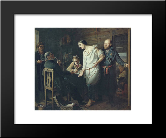 Arriving At An The Inquiry 20x24 Black Modern Wood Framed Art Print Poster by Perov, Vasily