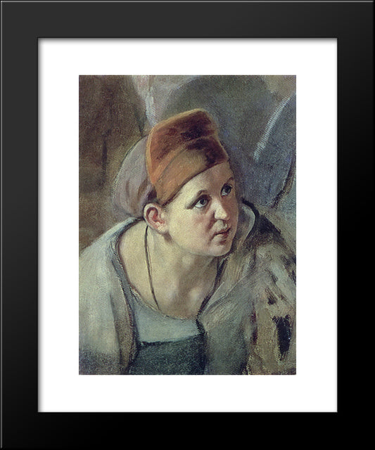 Bent Figure Of A Woman 20x24 Black Modern Wood Framed Art Print Poster by Perov, Vasily