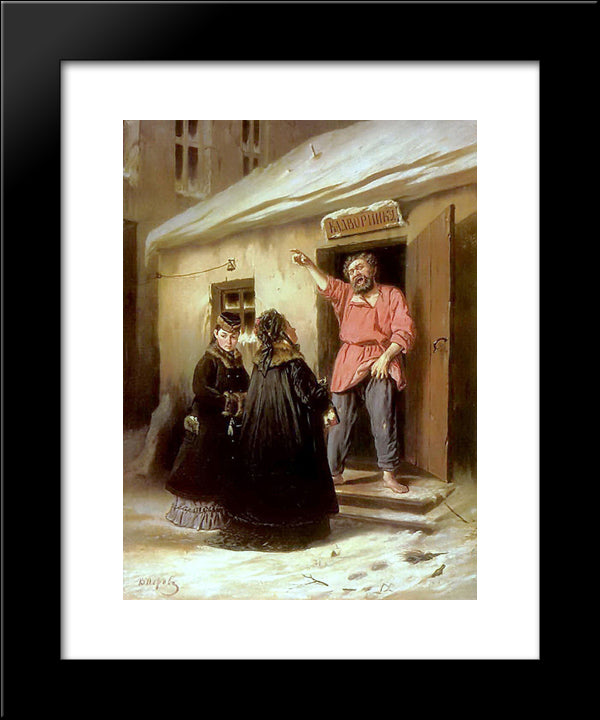 Caretaker-Letting-An-Apartment-To-A-Lady 20x24 Black Modern Wood Framed Art Print Poster by Perov, Vasily