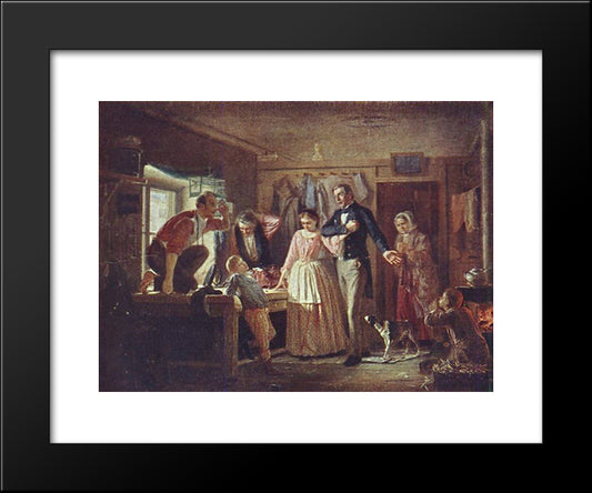 Courting An Official To His Daughter Tailor 20x24 Black Modern Wood Framed Art Print Poster by Perov, Vasily