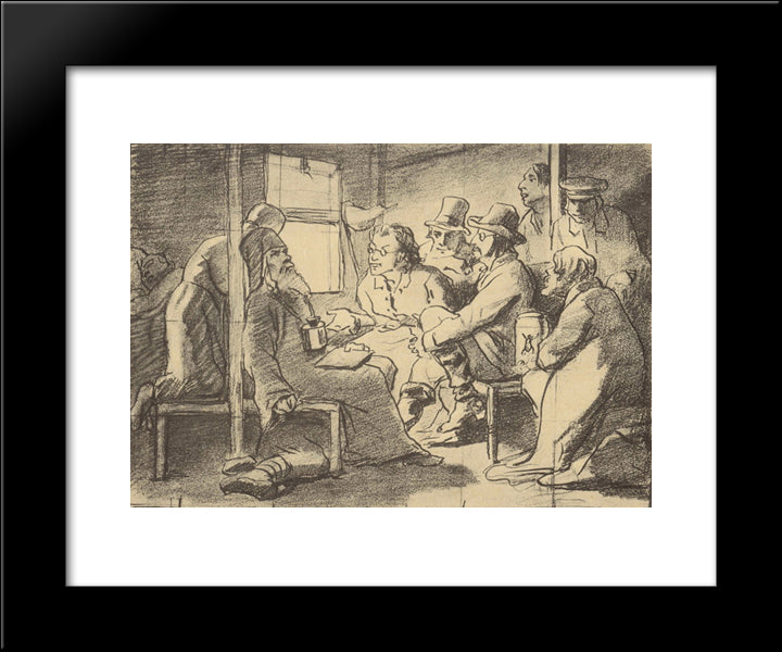 Dispute About Faith (A Scene In The Car) 20x24 Black Modern Wood Framed Art Print Poster by Perov, Vasily