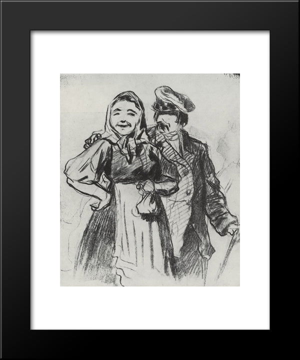 Fedot And Arina 20x24 Black Modern Wood Framed Art Print Poster by Perov, Vasily