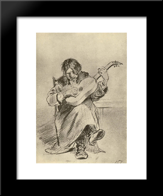 Guitarist-Bach 20x24 Black Modern Wood Framed Art Print Poster by Perov, Vasily