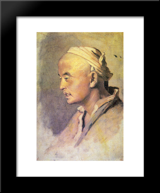 Head Of A Kirghiz. Sketch 20x24 Black Modern Wood Framed Art Print Poster by Perov, Vasily