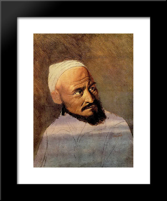 Head Of A Kirghiz. Sketch 20x24 Black Modern Wood Framed Art Print Poster by Perov, Vasily