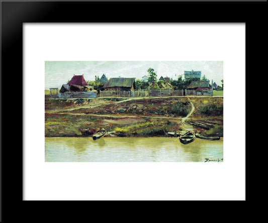 A Settlement Near Volga 20x24 Black Modern Wood Framed Art Print Poster by Polenov, Vasily