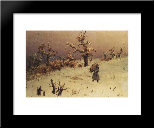 A Soldier With A Bundle Of Firewood 20x24 Black Modern Wood Framed Art Print Poster by Polenov, Vasily