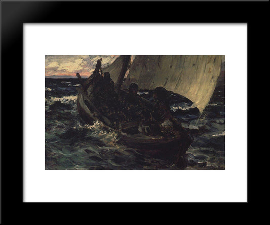 Barge 20x24 Black Modern Wood Framed Art Print Poster by Polenov, Vasily