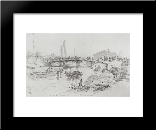 Bridge On The River Cuprija In Paracin 20x24 Black Modern Wood Framed Art Print Poster by Polenov, Vasily