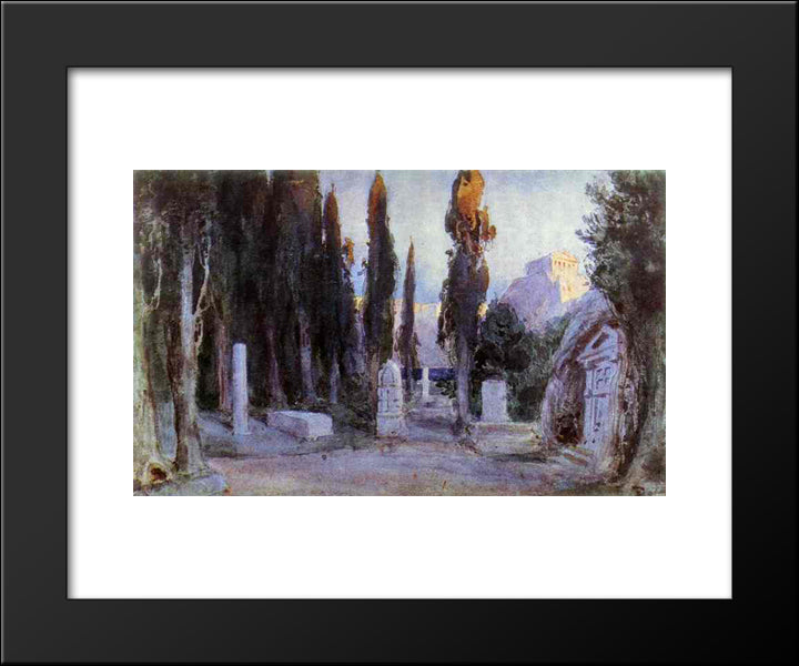 Cemetery 20x24 Black Modern Wood Framed Art Print Poster by Polenov, Vasily