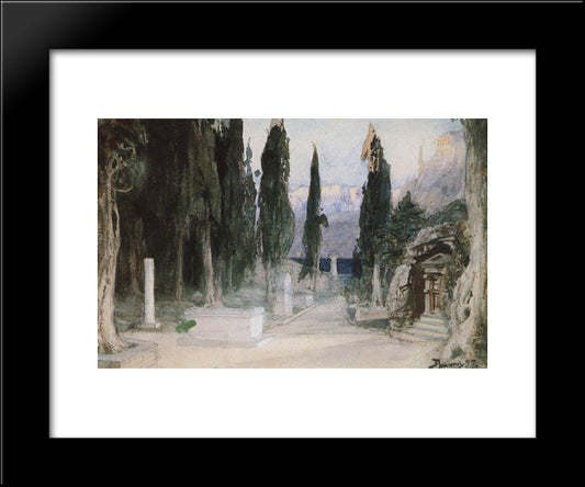 Cemetery Among The Cypress 20x24 Black Modern Wood Framed Art Print Poster by Polenov, Vasily