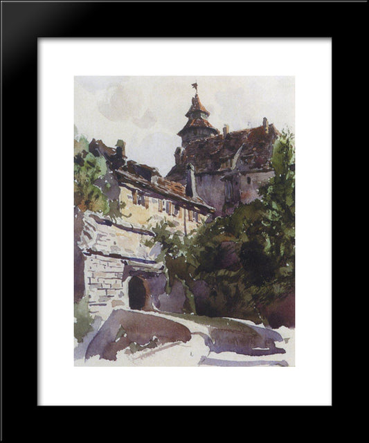 Corner Of The Medieval City With A Wall 20x24 Black Modern Wood Framed Art Print Poster by Polenov, Vasily