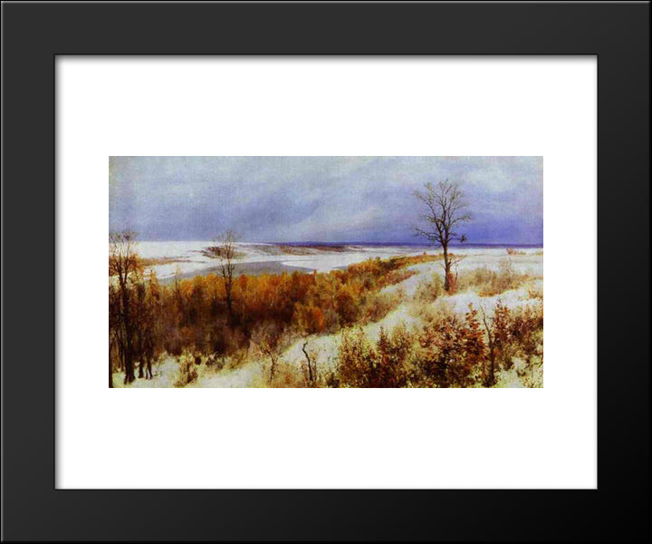 First Snow 20x24 Black Modern Wood Framed Art Print Poster by Polenov, Vasily