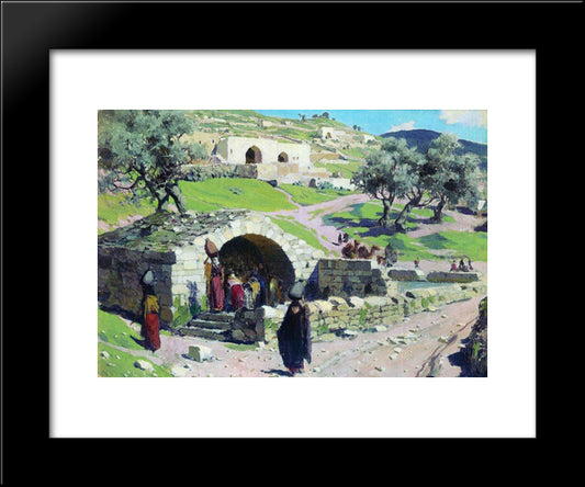 Fountain Of The Virgin Mary In Nazareth 20x24 Black Modern Wood Framed Art Print Poster by Polenov, Vasily