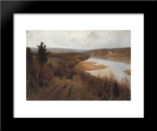 Getting Cold. Autumn On The Oka River Near Tarusa. 20x24 Black Modern Wood Framed Art Print Poster by Polenov, Vasily