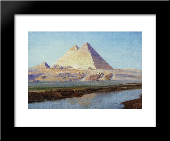 Great Pyramids Of Cheops And Chephren 20x24 Black Modern Wood Framed Art Print Poster by Polenov, Vasily