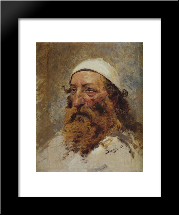 Head Of Jewish Man 20x24 Black Modern Wood Framed Art Print Poster by Polenov, Vasily