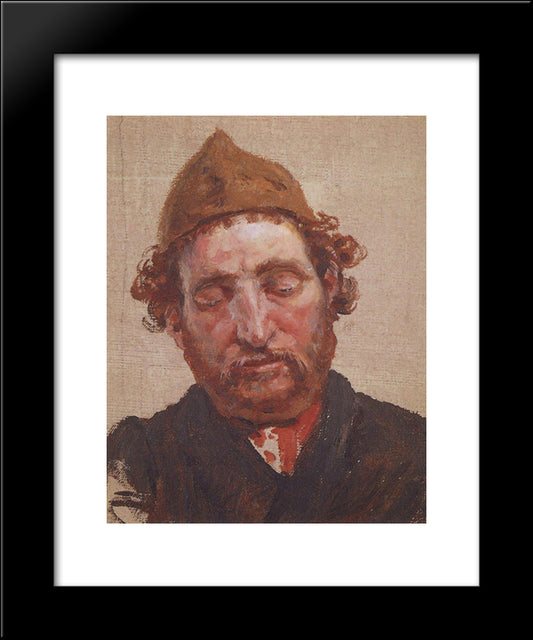 Head Of Red-Headed Man With Yellow Cap 20x24 Black Modern Wood Framed Art Print Poster by Polenov, Vasily