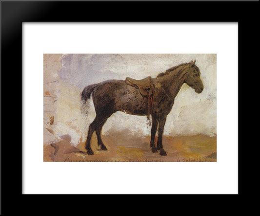 Horse Mishka 20x24 Black Modern Wood Framed Art Print Poster by Polenov, Vasily