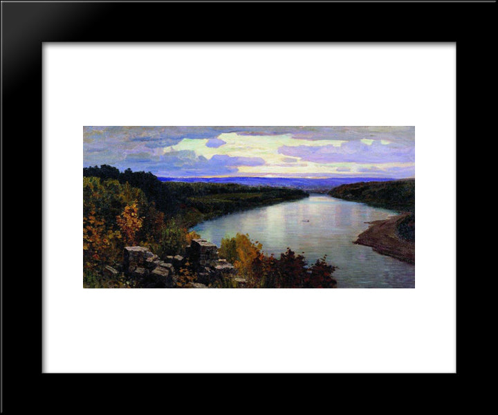 Oka. Evening. 20x24 Black Modern Wood Framed Art Print Poster by Polenov, Vasily