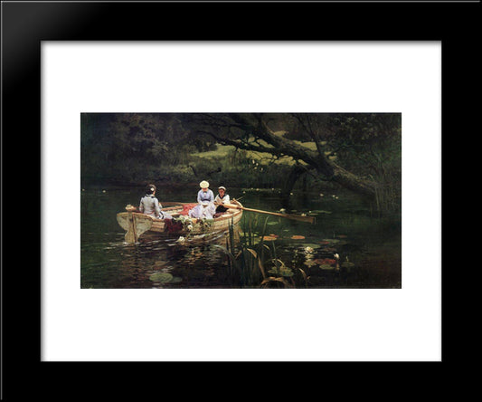 On The Boat. Abramtsevo. 20x24 Black Modern Wood Framed Art Print Poster by Polenov, Vasily