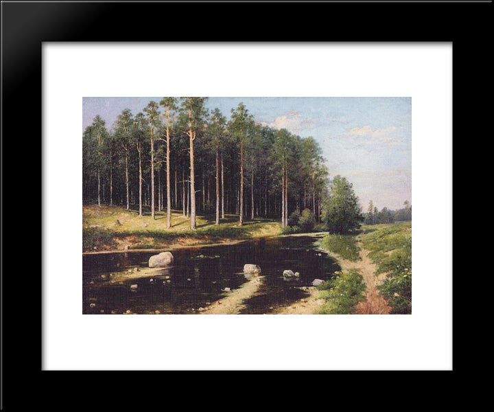 Pine Forest On The Banks Of The River 20x24 Black Modern Wood Framed Art Print Poster by Polenov, Vasily