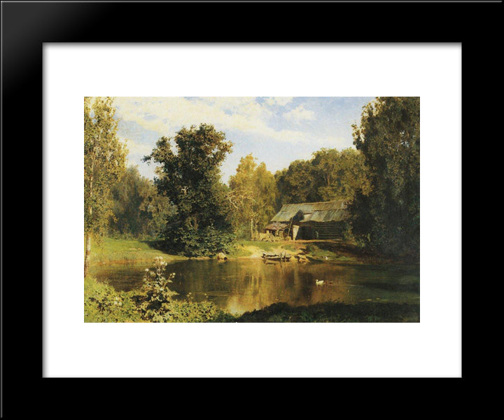 Pond In Abramtsevo 20x24 Black Modern Wood Framed Art Print Poster by Polenov, Vasily