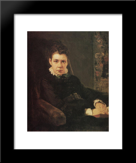 Portrait Of D. Khrushcheva, The Artist'S Sister 20x24 Black Modern Wood Framed Art Print Poster by Polenov, Vasily