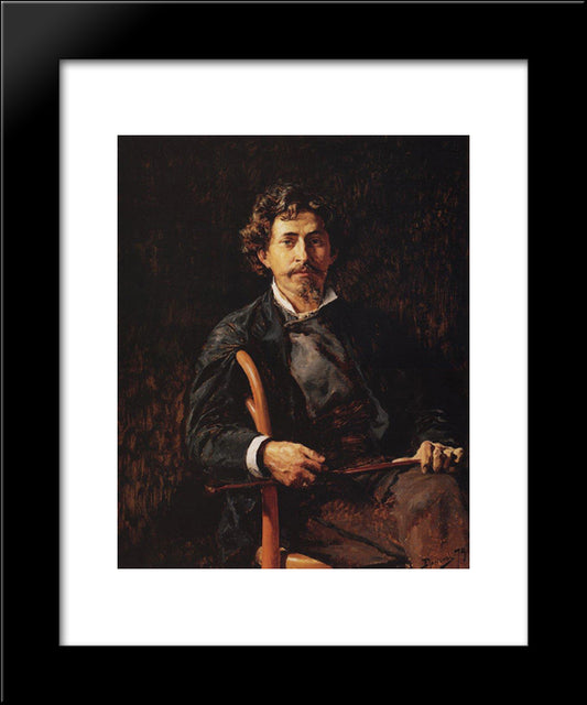 Portrait Of The Artist Ilya Repin 20x24 Black Modern Wood Framed Art Print Poster by Polenov, Vasily