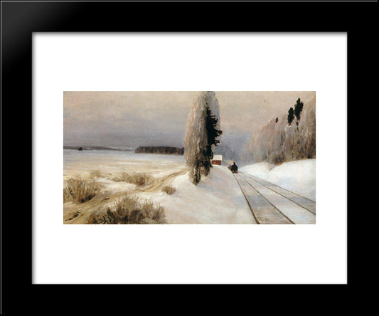 Railway Near Tarusa Station 20x24 Black Modern Wood Framed Art Print Poster by Polenov, Vasily