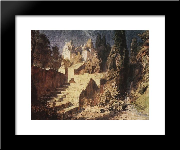 Stairway To Castle 20x24 Black Modern Wood Framed Art Print Poster by Polenov, Vasily