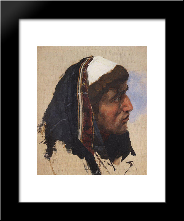 The Head Of A Young Man In A Blue Veil 20x24 Black Modern Wood Framed Art Print Poster by Polenov, Vasily