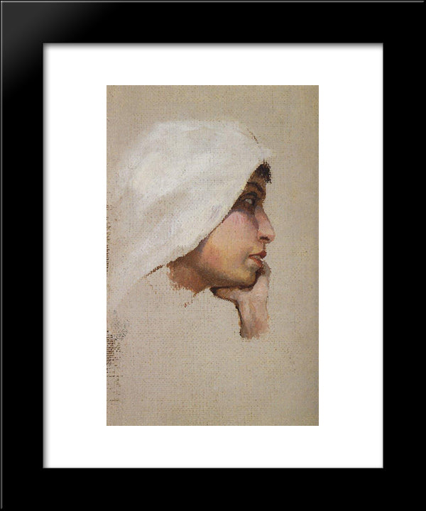 The Head Of A Young Woman In A White Veil 20x24 Black Modern Wood Framed Art Print Poster by Polenov, Vasily