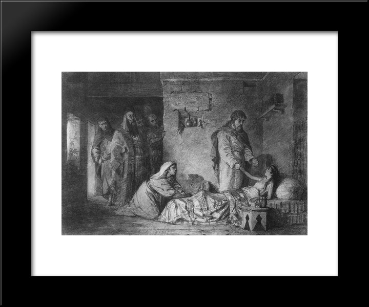 The Ressurection Of Jair'S Daughter 20x24 Black Modern Wood Framed Art Print Poster by Polenov, Vasily