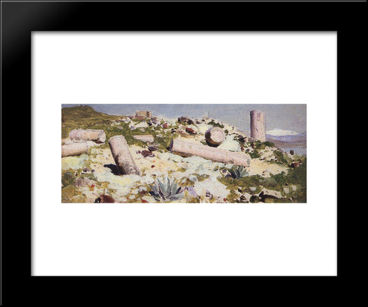 The Ruins Of Tiberias 20x24 Black Modern Wood Framed Art Print Poster by Polenov, Vasily