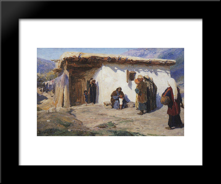 They Brought The Children 20x24 Black Modern Wood Framed Art Print Poster by Polenov, Vasily