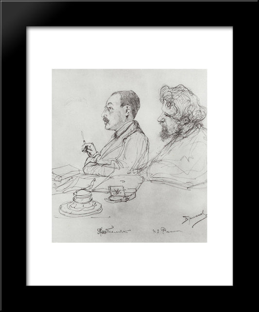 Tolstoi And Repin At A Meeting Of The Academy Of Arts 20x24 Black Modern Wood Framed Art Print Poster by Polenov, Vasily