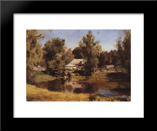 Upper Pond In Abramtsevo 20x24 Black Modern Wood Framed Art Print Poster by Polenov, Vasily