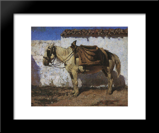 White Horse. Normandy. 20x24 Black Modern Wood Framed Art Print Poster by Polenov, Vasily