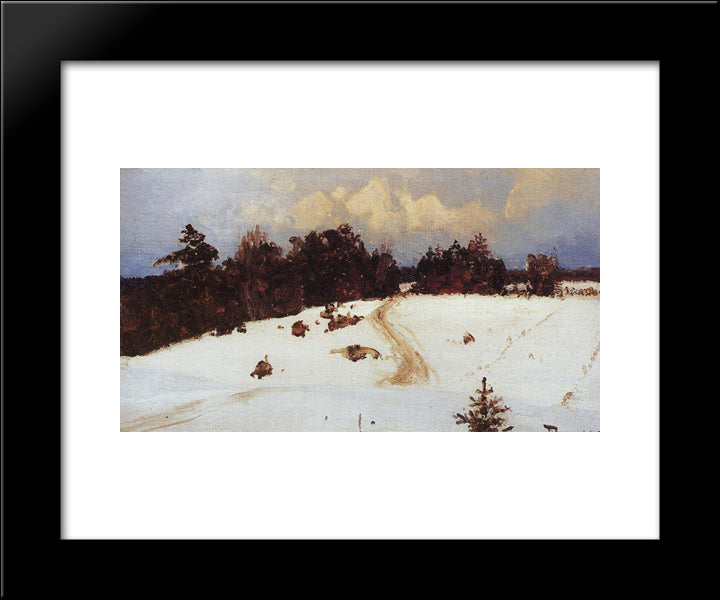 Winter Landscape. Behovo. 20x24 Black Modern Wood Framed Art Print Poster by Polenov, Vasily