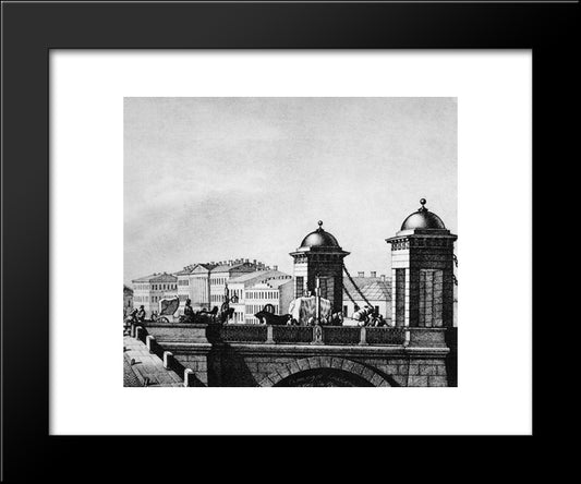 Anichkov Bridge In St. Petersburg 20x24 Black Modern Wood Framed Art Print Poster by Sadovnikov, Vasily