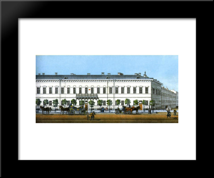 Demidov Hotel. Fragment Of Panorama Of Nevsky Prospect 20x24 Black Modern Wood Framed Art Print Poster by Sadovnikov, Vasily