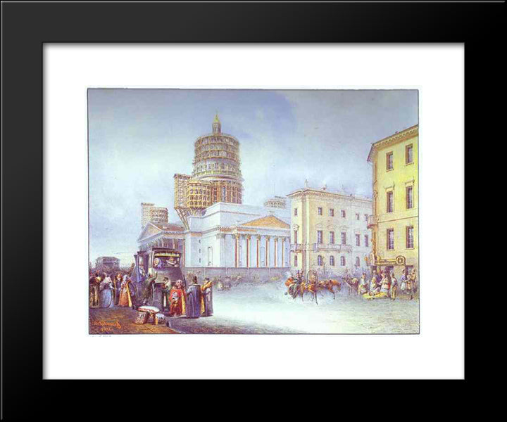 Departure Of An Omnibus From St. Isaac'S Square In St. Petersburg 20x24 Black Modern Wood Framed Art Print Poster by Sadovnikov, Vasily