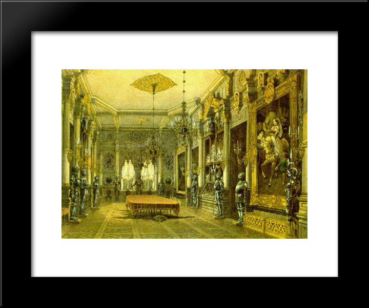 Knight'S Hall In Verkiai Palace, Vilnius, Lithuania 20x24 Black Modern Wood Framed Art Print Poster by Sadovnikov, Vasily